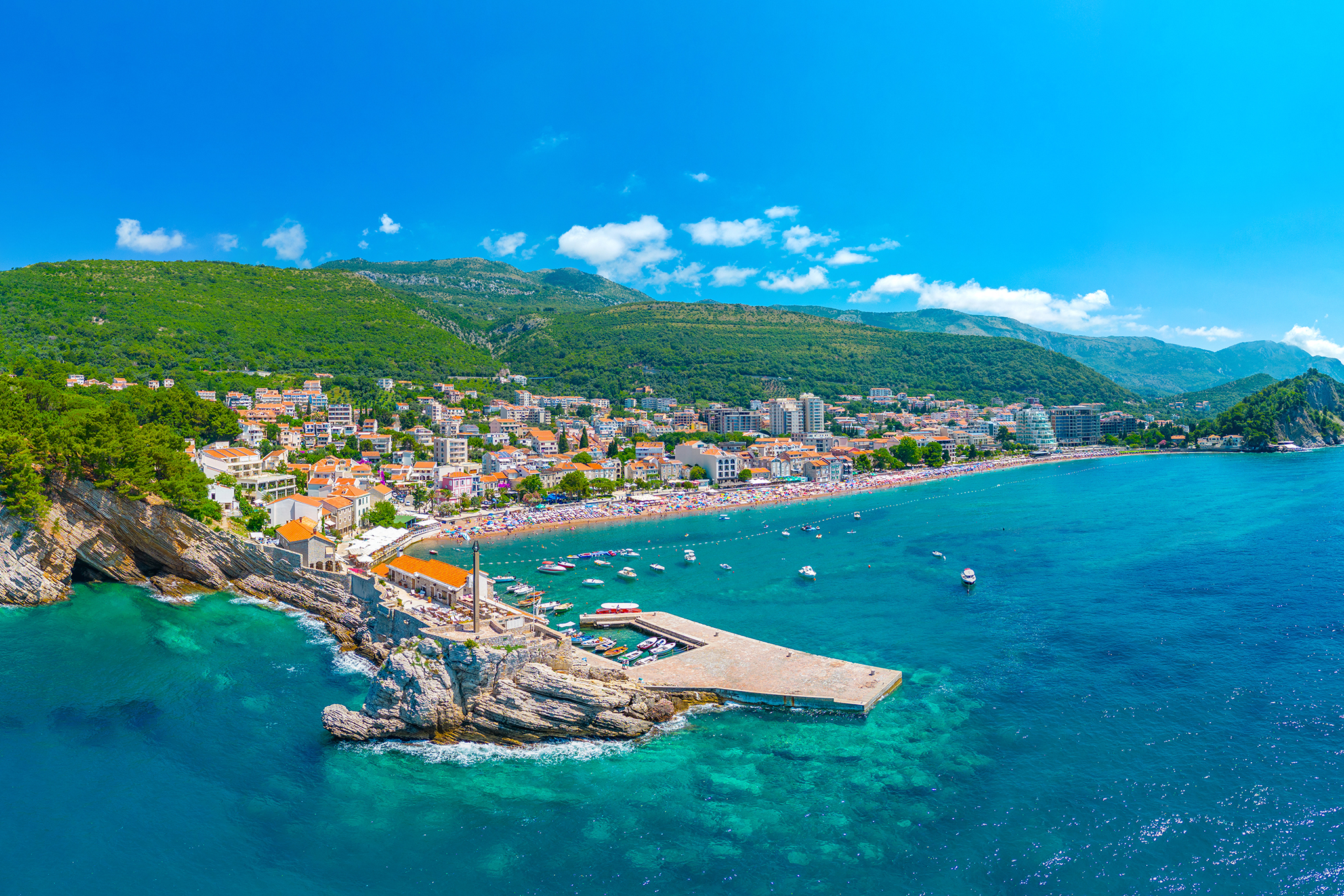Aerial view of Petrovac in Montenegro.Image